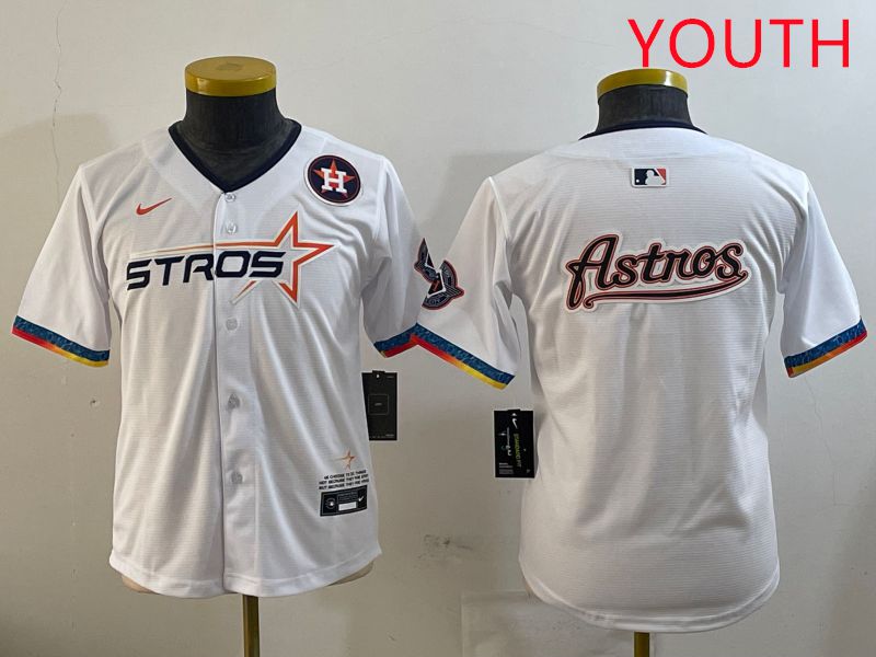 Youth Houston Astros Blank White Fourth generation Joint Name 2025 Nike MLB Jersey style 10->youth mlb jersey->Youth Jersey